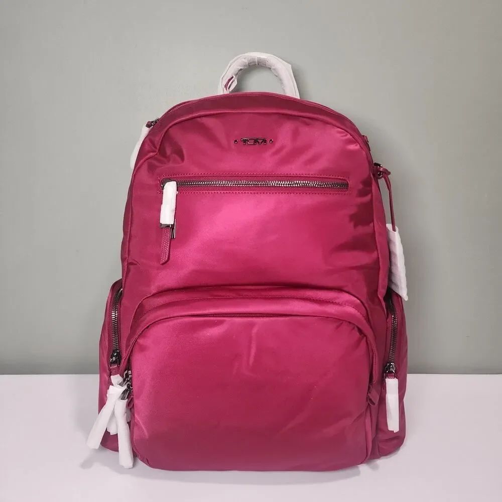 NWT TUMI CAREN Dark Sherry Backpack Laptop Travel Red Pink